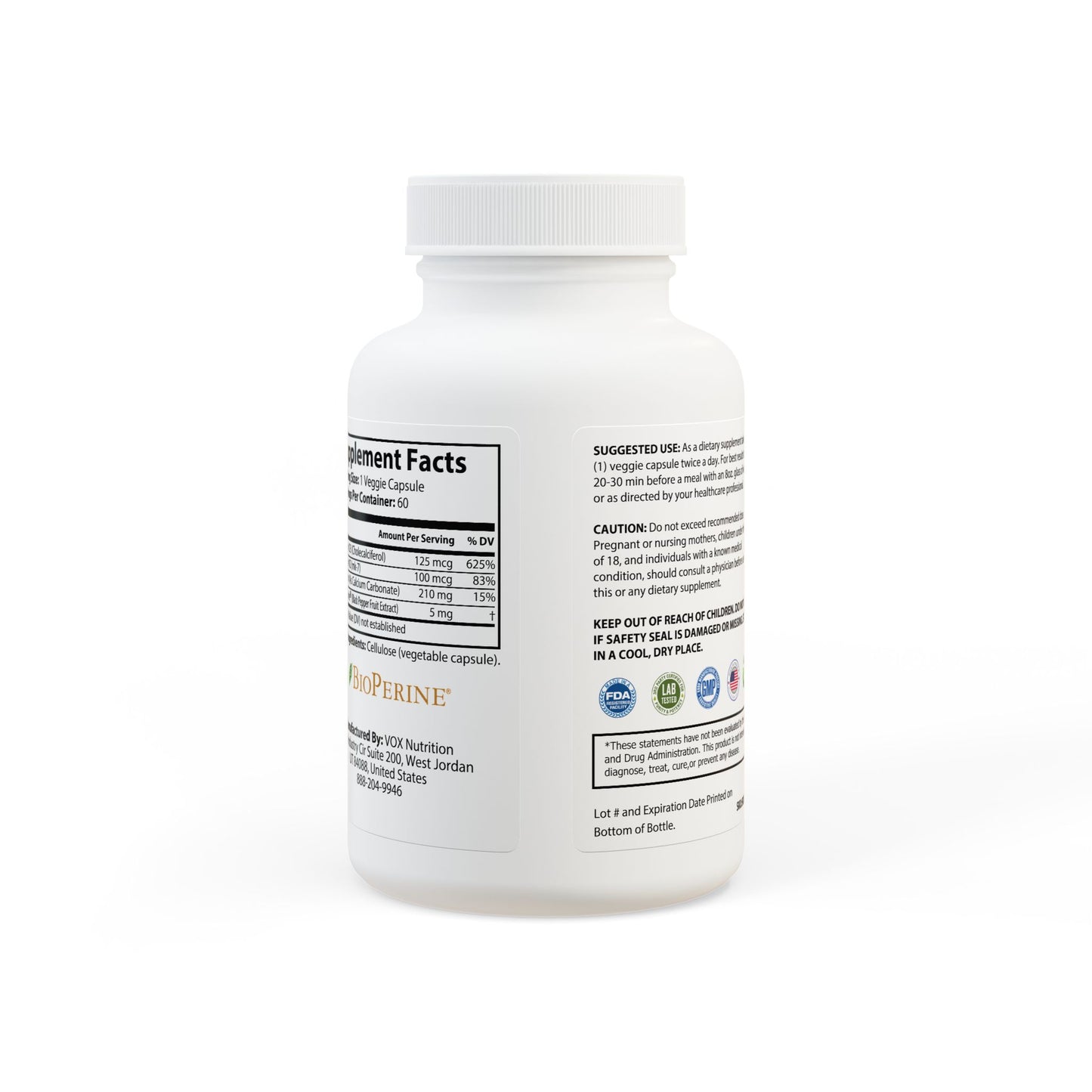 Vitamin K2 + D3 – Bone & Muscle Support with BioPerine