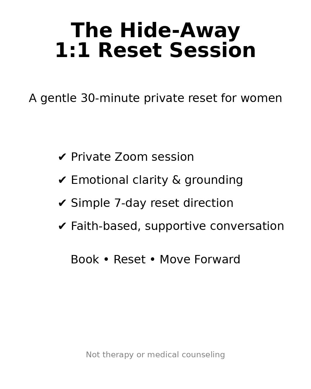 The Hide-Away™ 1:1 Wellness Sessions