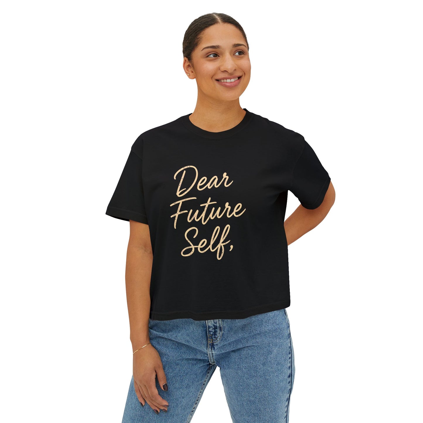 Vintage Hide-Away™ Dear Future Self Boxy Tee — Pepper + Black