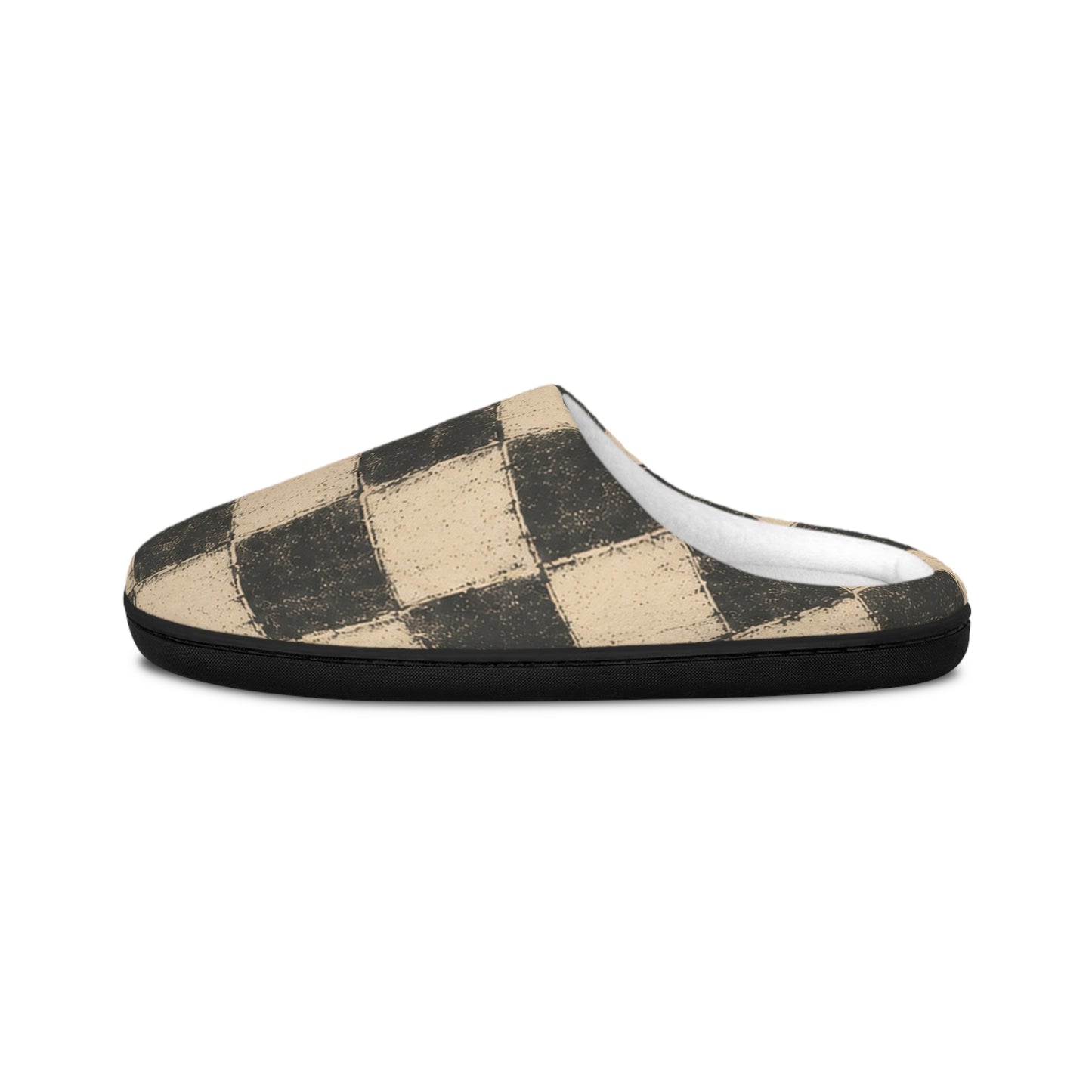 Vintage Hide-Away™ Brushed Checker Slippers — Charcoal + Oat