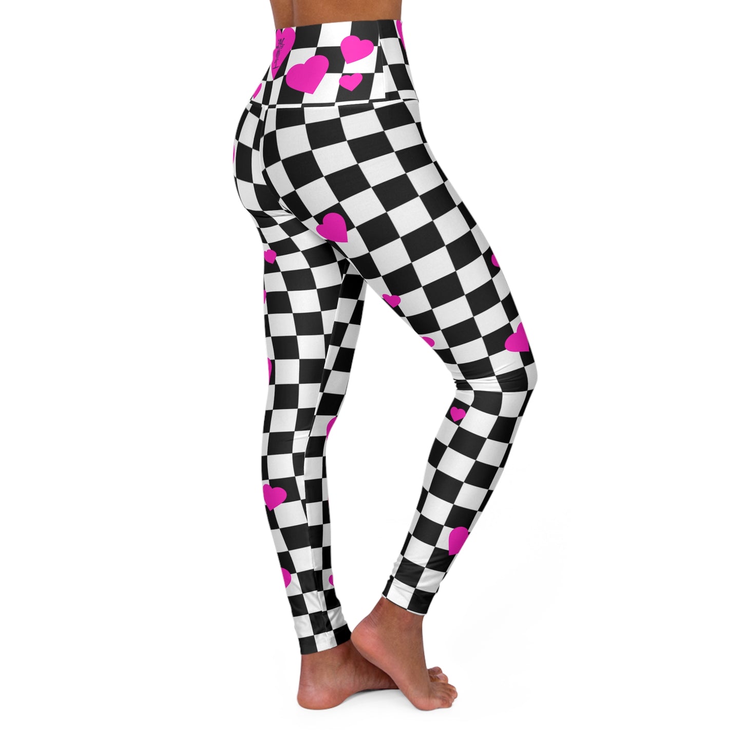 Checkered Heart High Waisted Yoga Leggings — Viral Valentine's Activewear for Gym, Fitness & Self-Love