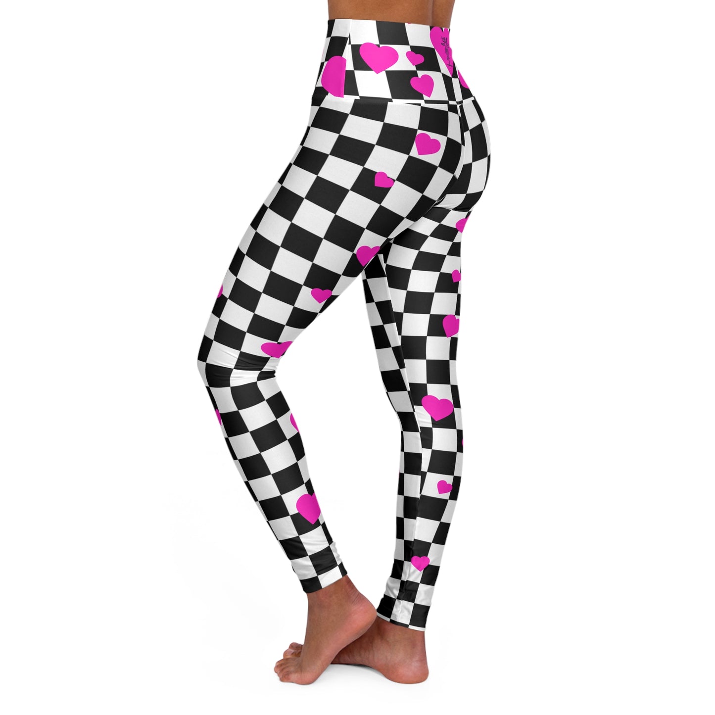 Checkered Heart High Waisted Yoga Leggings — Viral Valentine's Activewear for Gym, Fitness & Self-Love