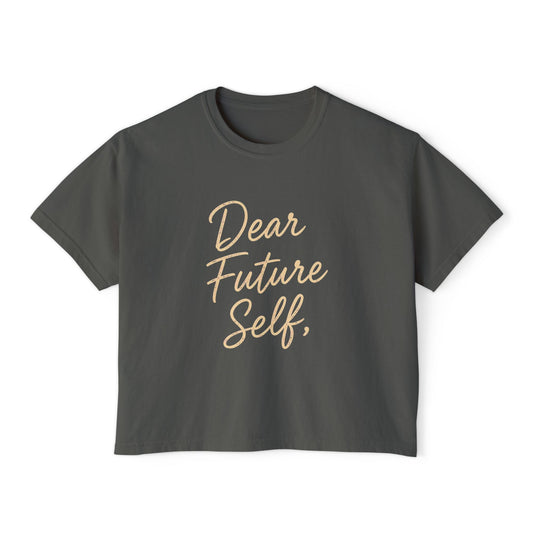 Vintage Hide-Away™ Dear Future Self Boxy Tee — Pepper + Black