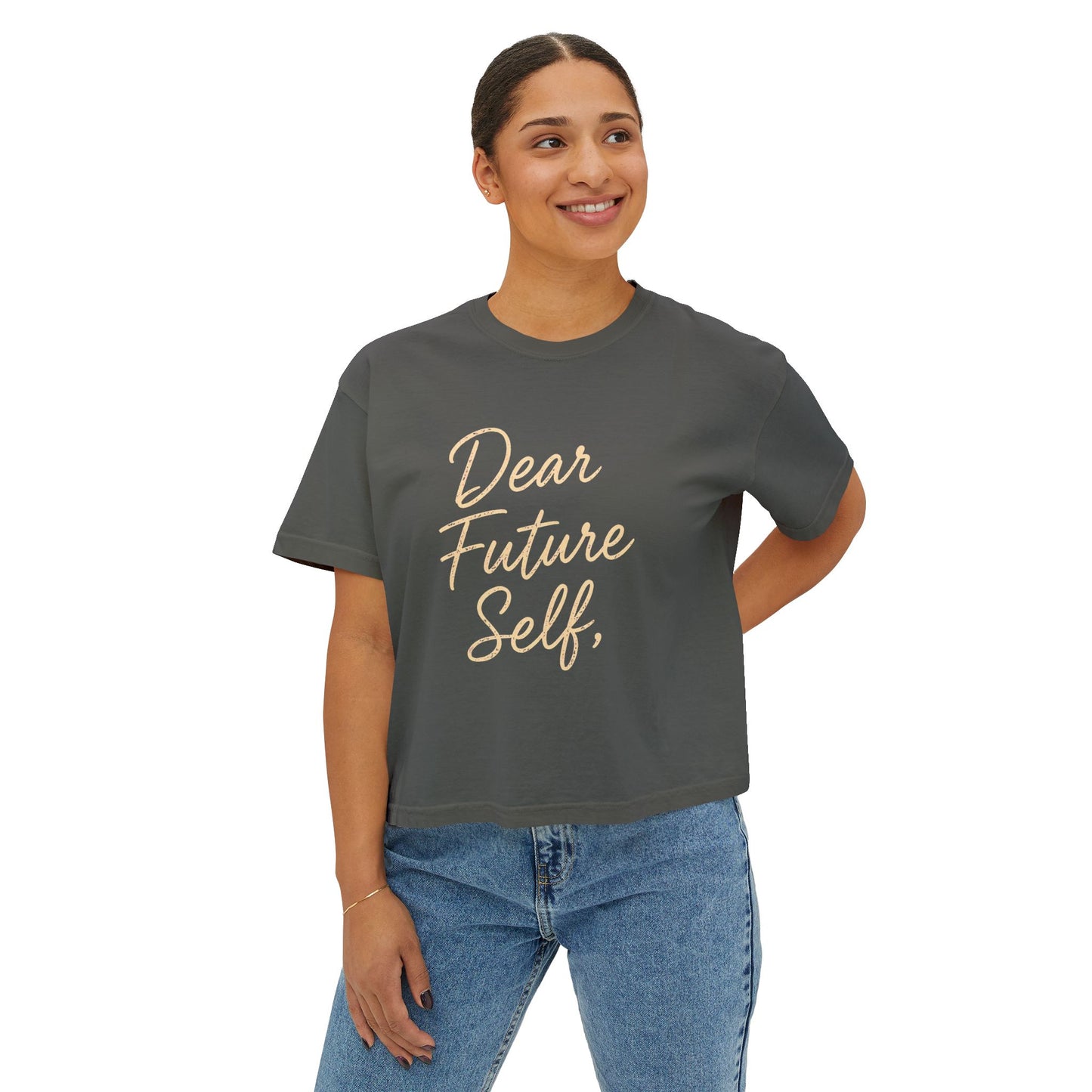 Vintage Hide-Away™ Dear Future Self Boxy Tee — Pepper + Black