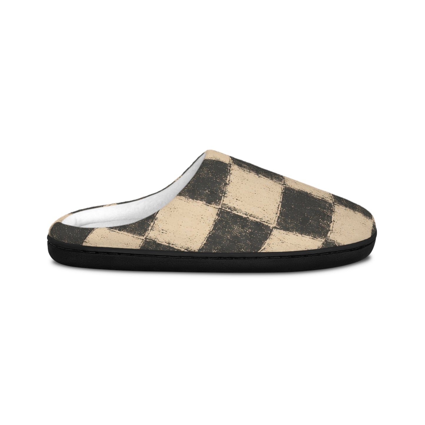 Vintage Hide-Away™ Brushed Checker Slippers — Charcoal + Oat