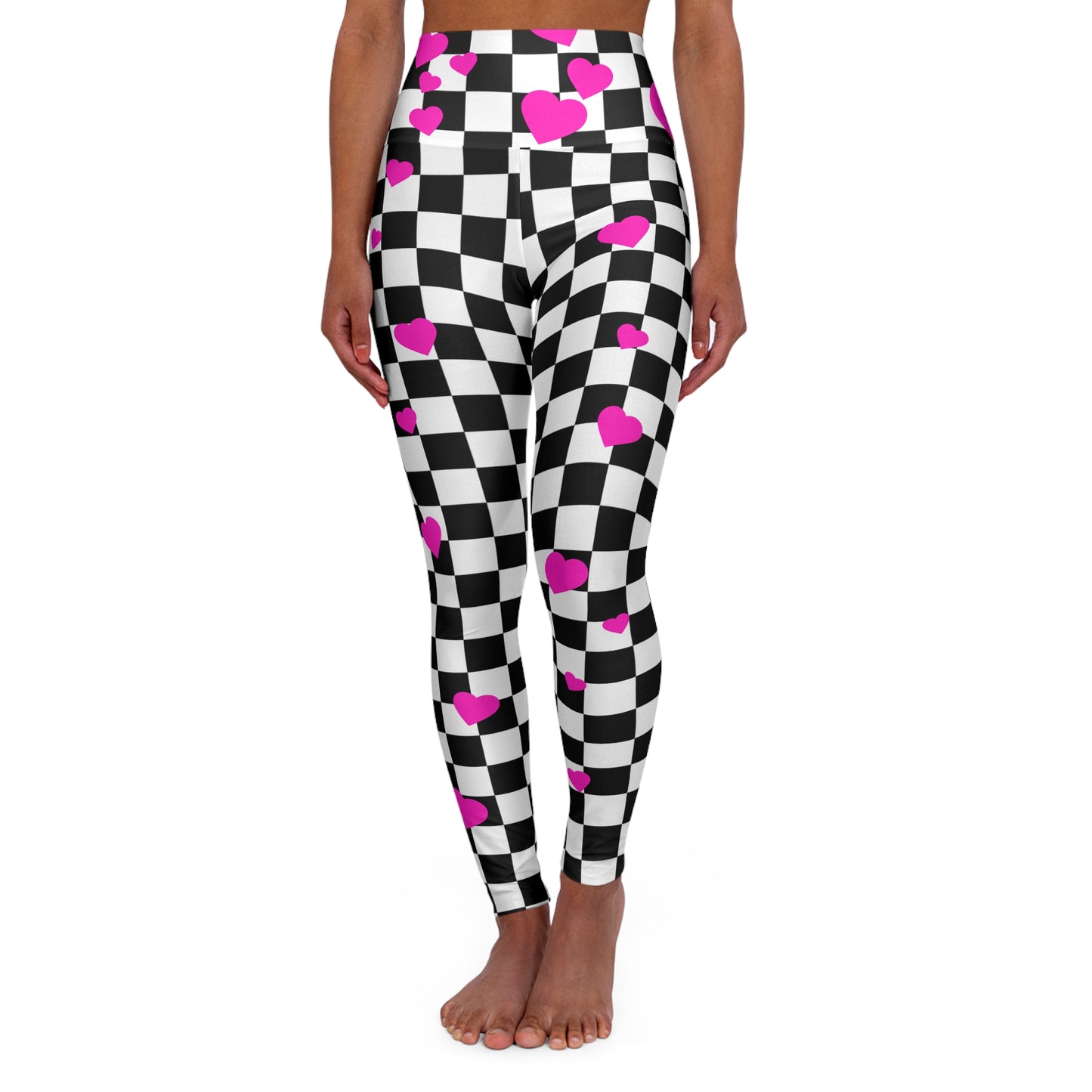 Checkered Heart High Waisted Yoga Leggings — Viral Valentine's Activewear for Gym, Fitness & Self-Love