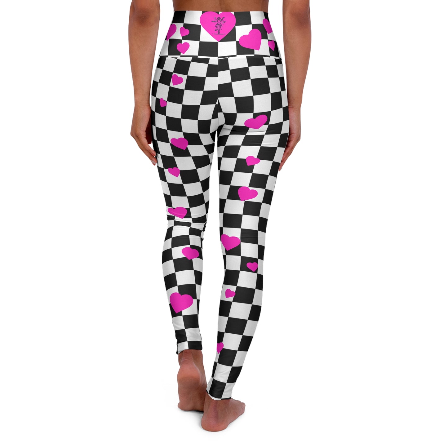Checkered Heart High Waisted Yoga Leggings — Viral Valentine's Activewear for Gym, Fitness & Self-Love